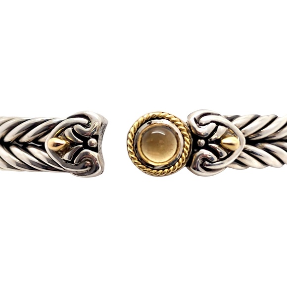 Flli Menegatti Sterling Silver Yellow Gold Plated Accent Citrine Hinged Bracelet - Picture 6 of 12